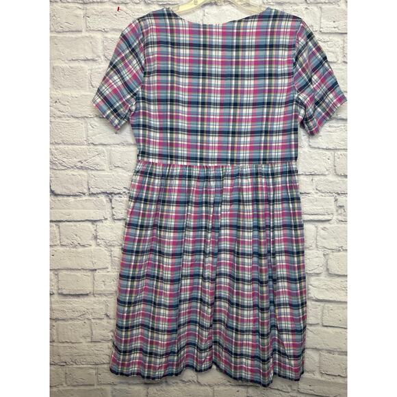 Blair Vintage Women's Housecoat Dress Short Sleeve Full Button Up Plaid SZ Small - Picture 4 of 4